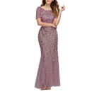 Crew Neck Shiny Tulle Bridesmaid Gown Mermaid Formal Evening Guest Dress - AwwwCos