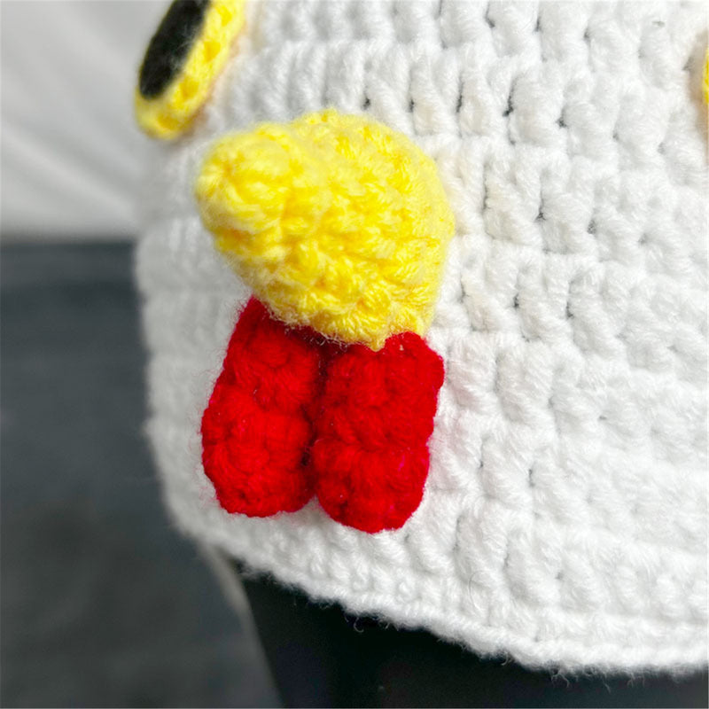 Crochet Hat Chick Frog Handmade Knitted Beanie Halloween Cosplay Hat