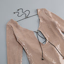 Deep V Dress with Drawstring Sequin Long Gown Evening Dress - AwwwCos