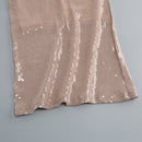 Deep V Dress with Drawstring Sequin Long Gown Evening Dress - AwwwCos