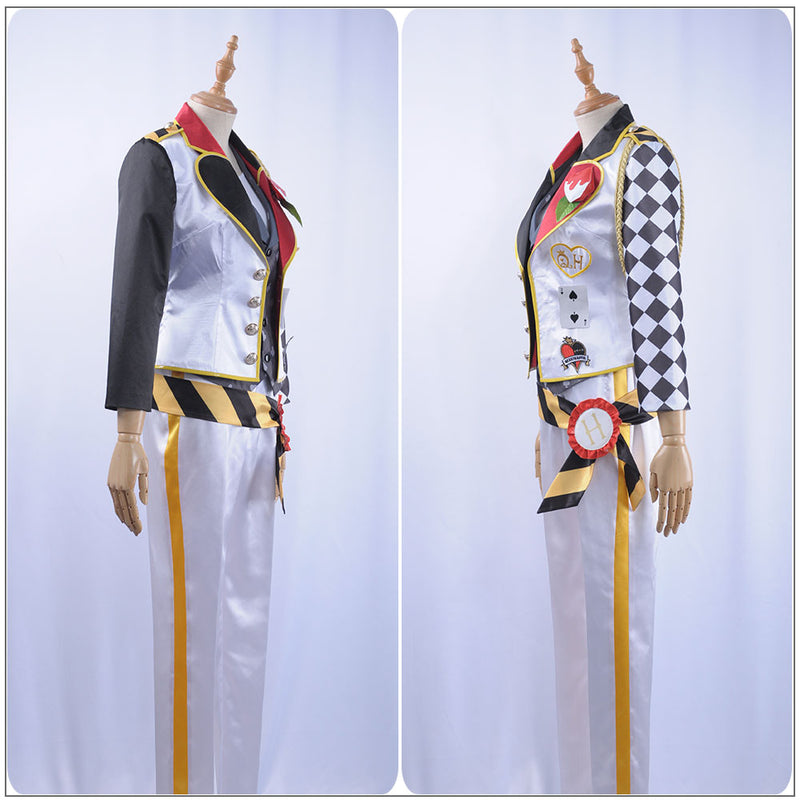Twisted-Wonderland Deuce Spade Cosplay Costume Alice Grey Poker Vest White Uniform