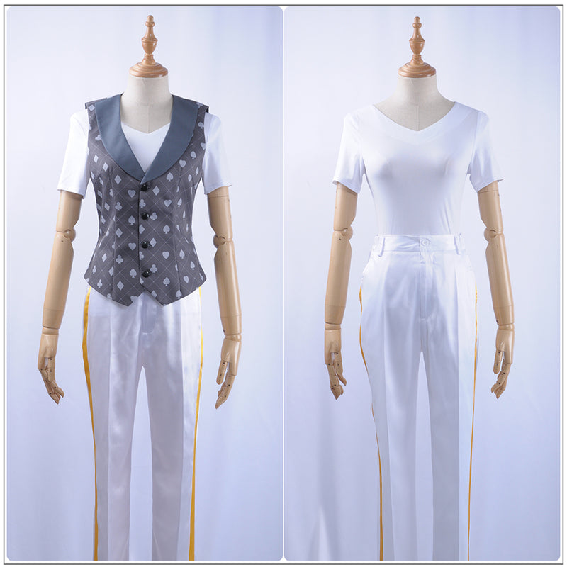Twisted-Wonderland Trey Clover Cosplay Costume Alice White Uniform with Hat
