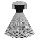 Dot Square Collar Short Sleeve Print Tight Waist Large Swing Dress - AwwwCos