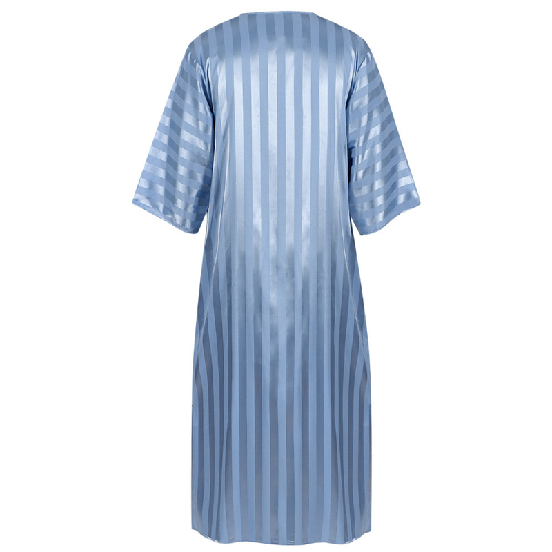 Embroidered Arab Youth Multicolor Striped Mid-Sleeve Men's Robe