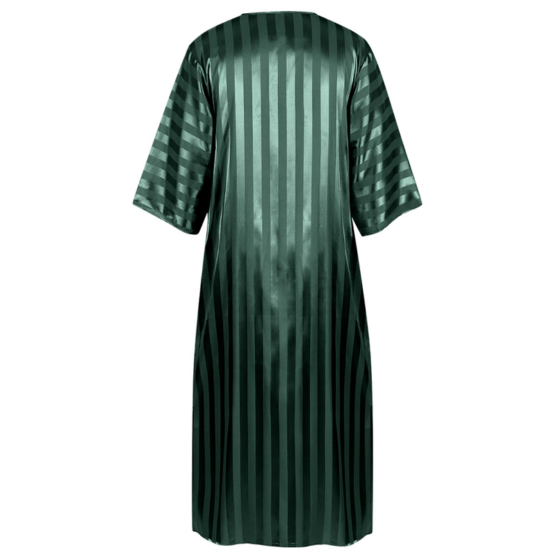 Embroidered Arab Youth Multicolor Striped Mid-Sleeve Men's Robe
