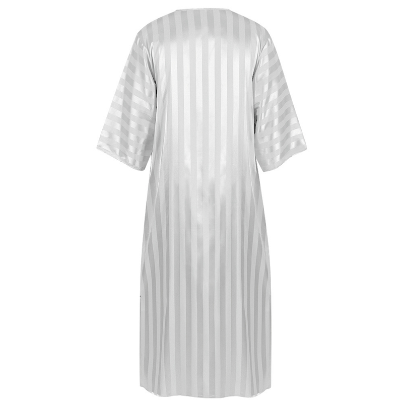Embroidered Arab Youth Multicolor Striped Mid-Sleeve Men's Robe