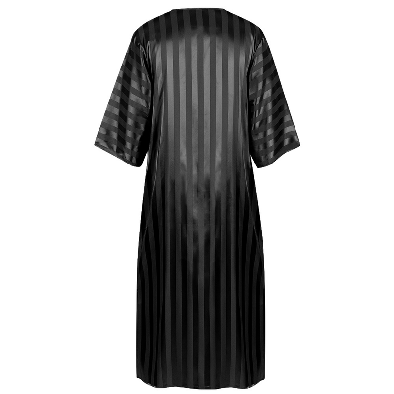 Embroidered Arab Youth Multicolor Striped Mid-Sleeve Men's Robe