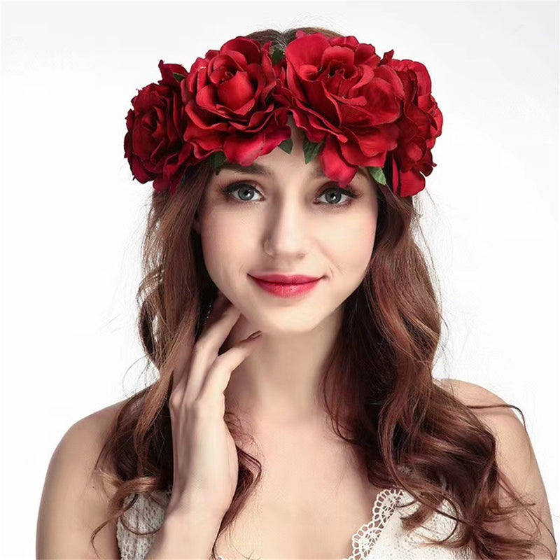 Fake Roses Cosplay Headband Festival Wedding Christmas Wreath Flower Crown - AwwwCos