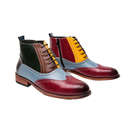 Fashion Business Faux Leather Shoes Men British Color Stitching Lace-up Shoes - AwwwCos