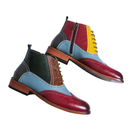 Fashion Business Faux Leather Shoes Men British Color Stitching Lace-up Shoes - AwwwCos