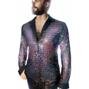 Fashion Hip Hop Disco Shiny Men's Shirt With Fish Scales Party Clothes