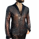 Fashion Hip Hop Disco Shiny Men's Shirt With Fish Scales Party Clothes