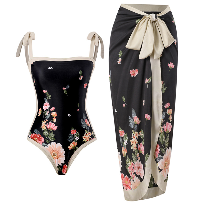 Fashion Women Printed Jumpsuit Skirt Beach Bikini Swimsuit Suit