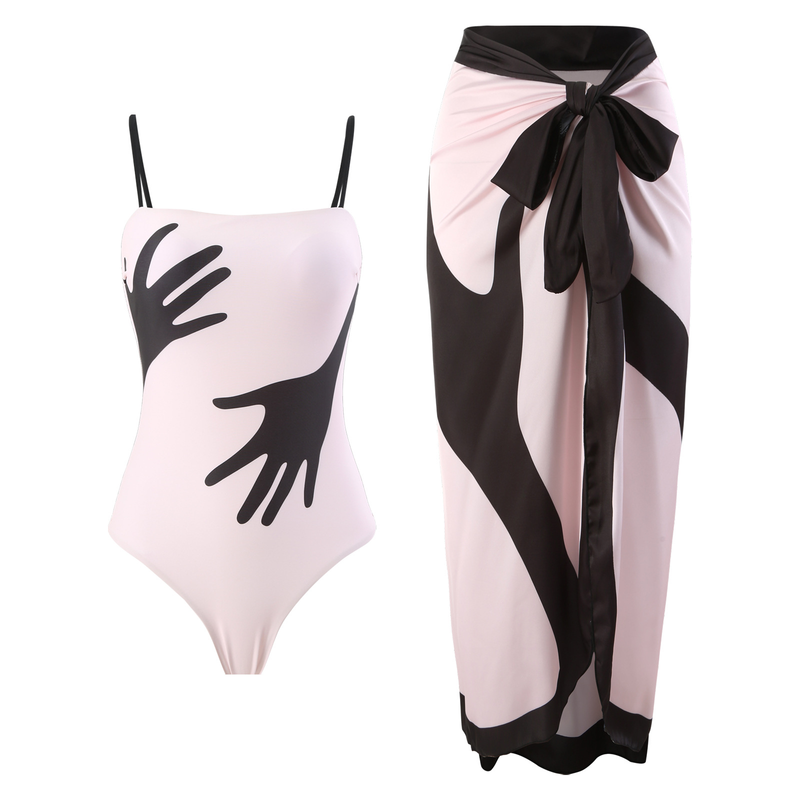Fashion Women Printed Jumpsuit Skirt Beach Bikini Swimsuit Suit