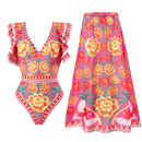 Fashion Women Printed Two-Piece Chiffon Jumpsuit Skirt Swimsuit Suit - AwwwCos