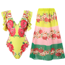 Fashion Women Printed Two-Piece Chiffon Jumpsuit Skirt Swimsuit Suit - AwwwCos