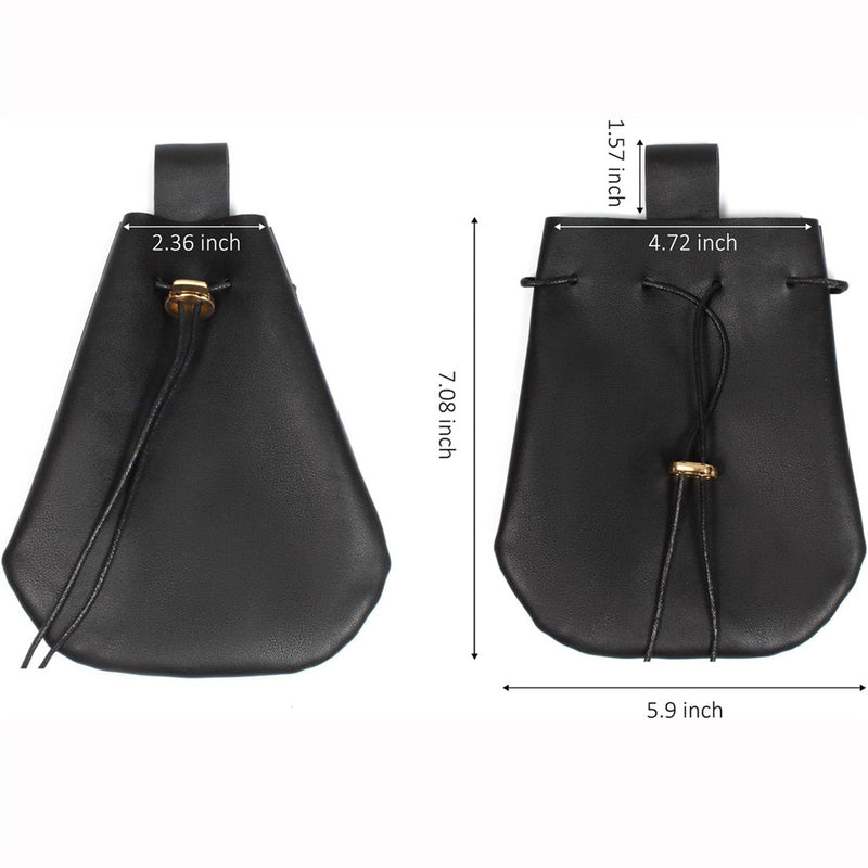 Faux Leather Belt Pouch Medieval Viking Cosplay Drawstring Purse Waist Bag - AwwwCos