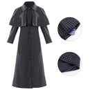 Female Addams Cosplay Costume Woolen Fabric Single Breasted Trench - AwwwCos