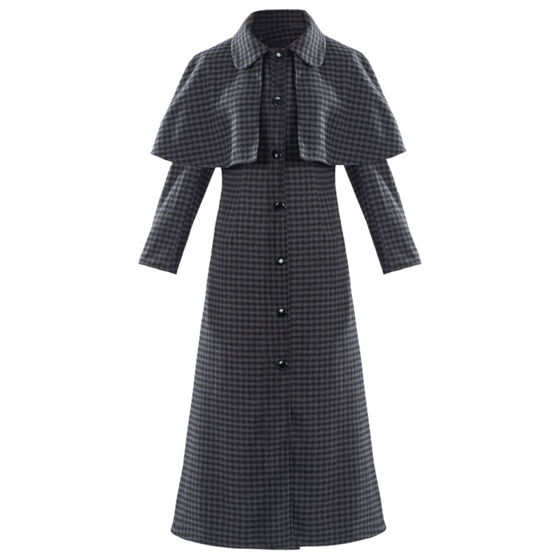 Female Addams Cosplay Costume Woolen Fabric Single Breasted Trench - AwwwCos