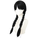 Female Addams Cosplay Wig Black 2 pieces of Pigtail - AwwwCos