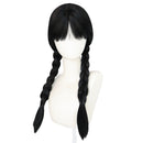 Female Addams Cosplay Wig Black 2 pieces of Pigtail - AwwwCos