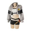 Female Anime Gachiakuta Riyou Cosplay Costume Grey Crop Jacket Black Shorts