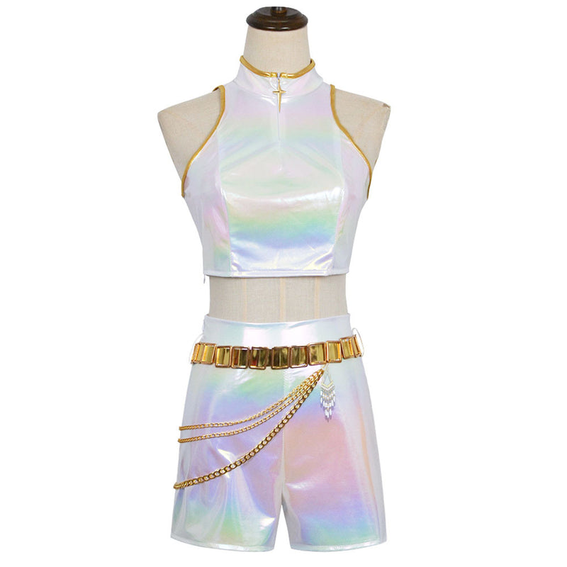Female Anime K-Pop: Demon Hunters Rumi Cosplay White Shinning Uniform - AwwwCos