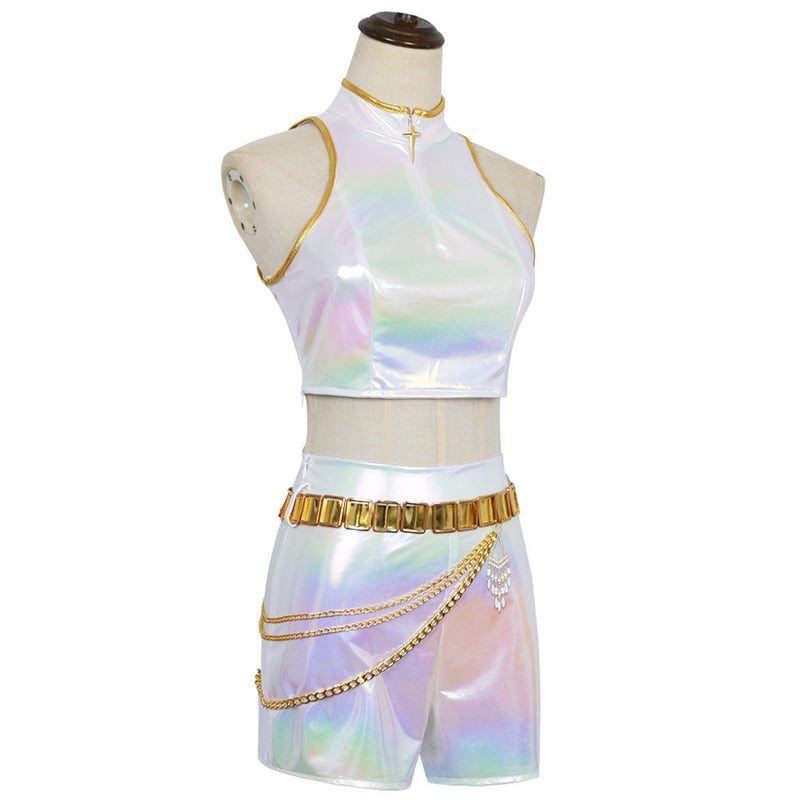 Female Anime K-Pop: Demon Hunters Rumi Cosplay White Shinning Uniform - AwwwCos