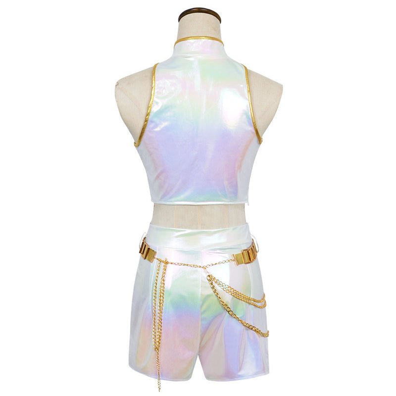 Female Anime K-Pop: Demon Hunters Rumi Cosplay White Shinning Uniform - AwwwCos