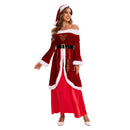 Female Christmas Mrs Claus Cosplay Costume Sexy Off The Shoulder Dress - AwwwCos