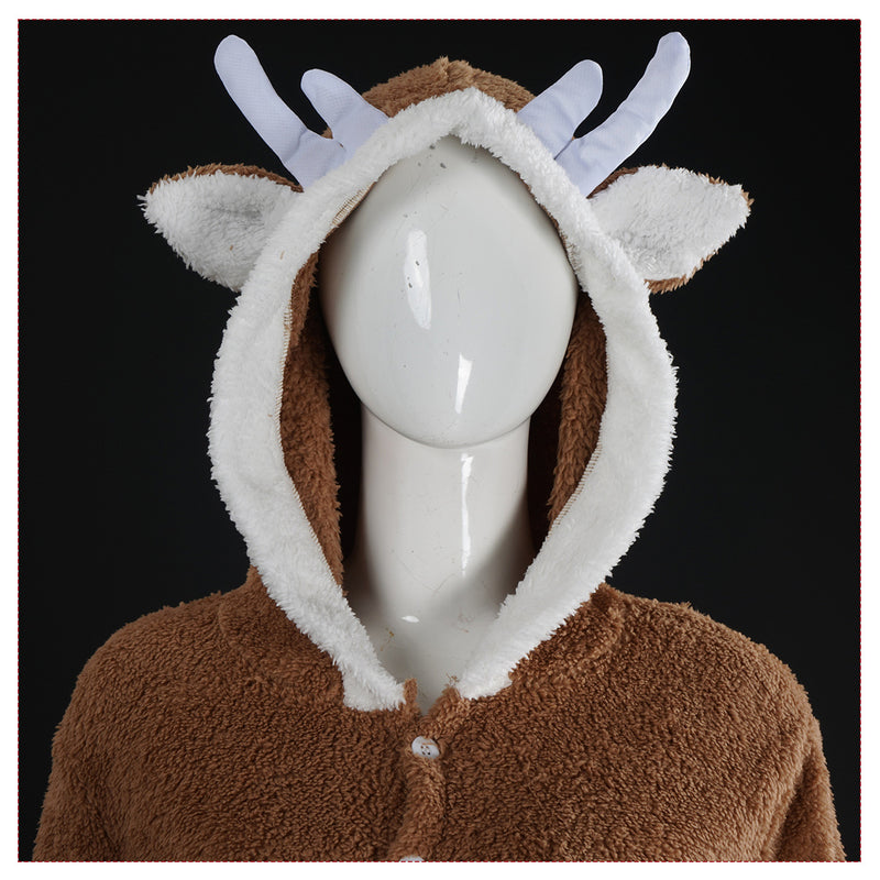 Female Christmas Reindeer Cosplay Costume Brown Velvet Dress Pajamas - AwwwCos