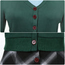 Female Clueless Tai Cosplay Costume Green Sweater Plaid Skirt Blue Shirt - AwwwCos