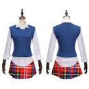 Female Clueless Tai Cosplay Costume School Uniform Plaid Skirt Blue Vest - AwwwCos