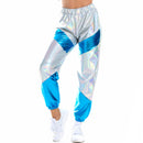 Female Dance Shiny Metallic Mini Top Trousers Faux Leather Glitter Cropped Pants - AwwwCos