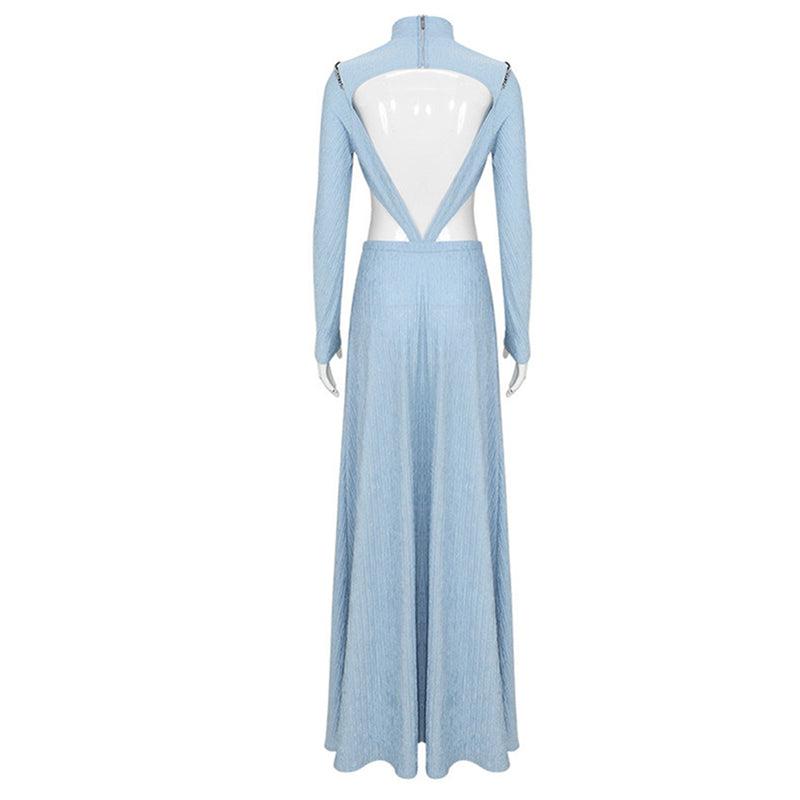 Female Film Star Wars Amidala Cosplay Costume Backless Blue Dress - AwwwCos