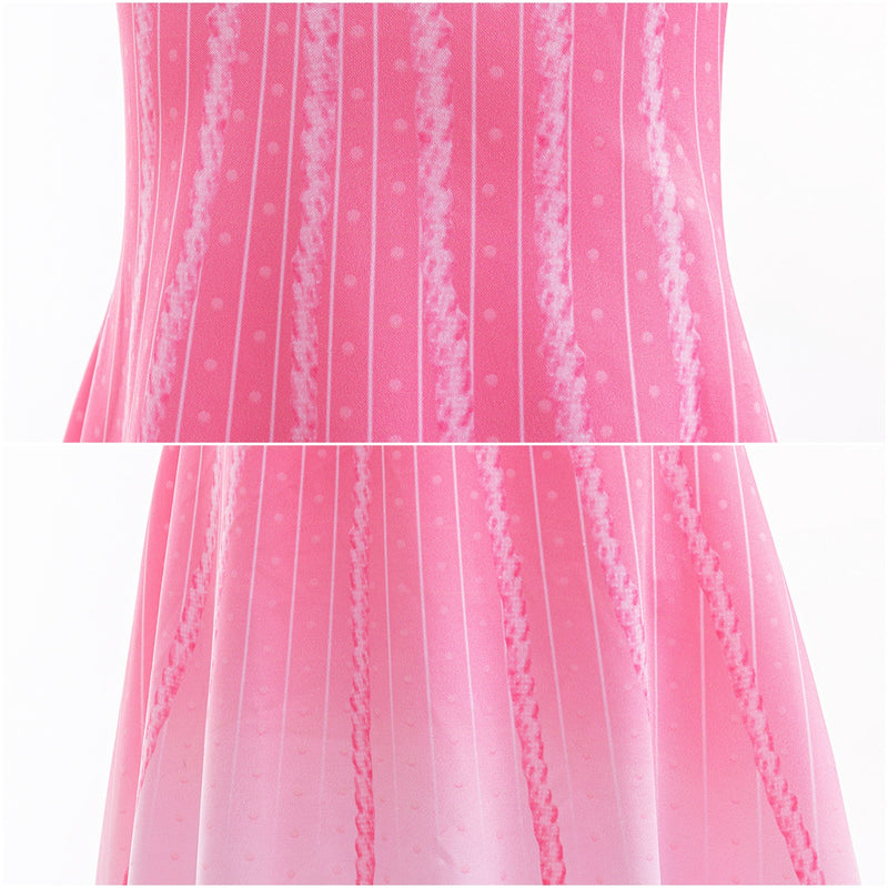 Kids Girls Film Wicked Glinda Cosplay Costume Pink Printed Sleeveless Dress - AwwwCos