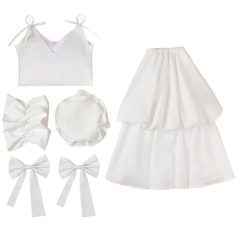 Female Game Alien Stage Sua Cosplay Costume White Dress Hat Accessories - AwwwCos