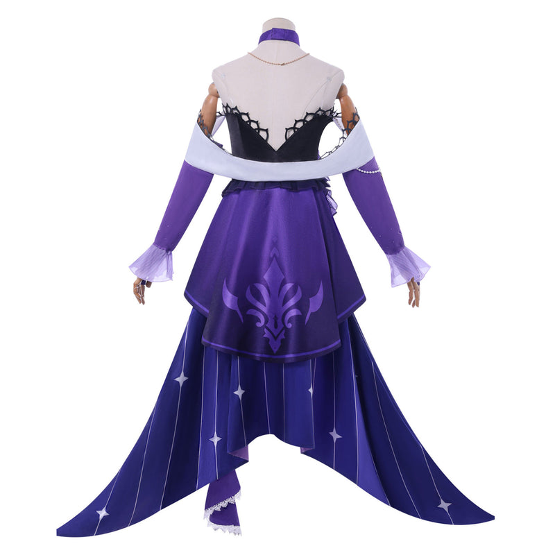 Female Game Honkai: Star Rail Herta Cosplay Costume High Low Purple Dress - AwwwCos