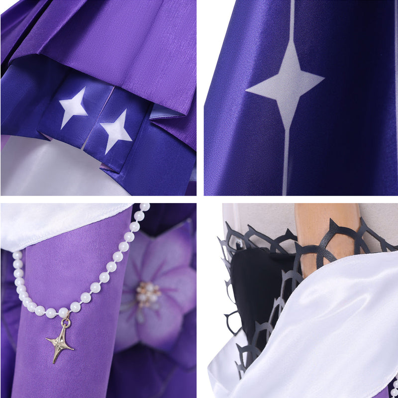 Female Game Honkai: Star Rail Herta Cosplay Costume High Low Purple Dress - AwwwCos