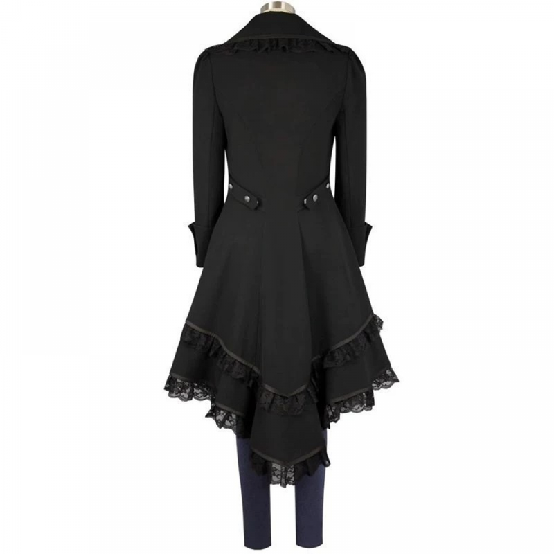 Female Gothic Steampunk Lace Trimmed Tuxedo Vintage Tailcoat