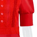 Female Movie Pearl Cosplay Costume Red Puff Sleeve Dress - AwwwCos