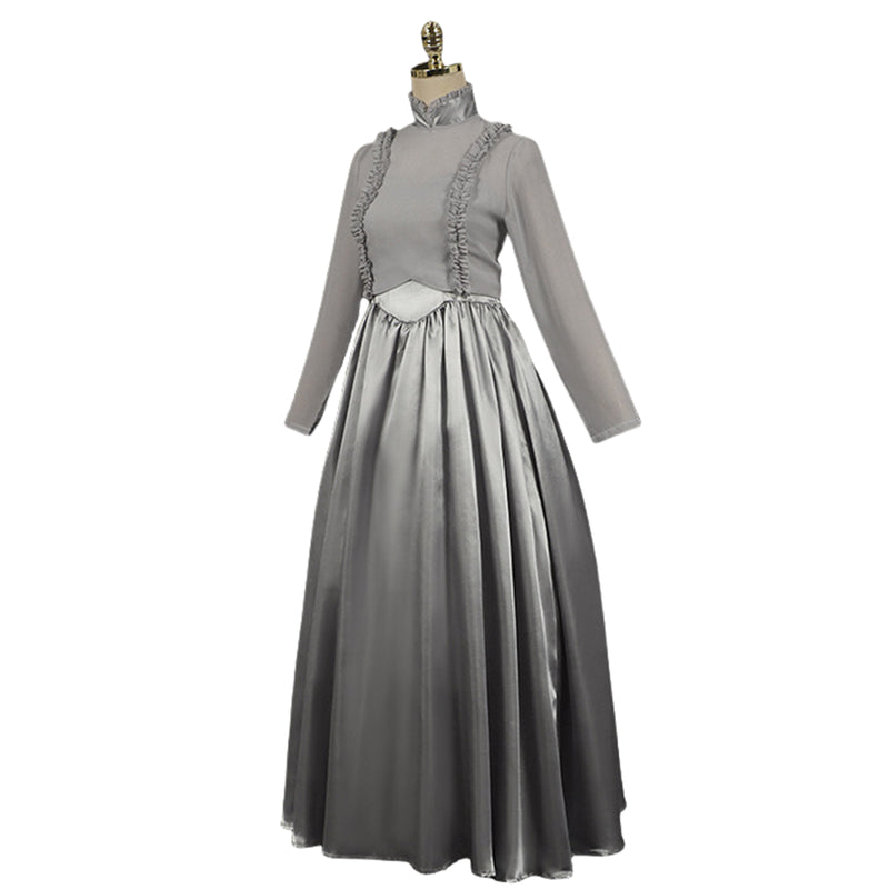 Film Beetle Juice Astrid Cosplay Costume Gray Top A Line Dress
