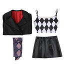 Film Joker Harley Quinn Cosplay Costume Jacket Plaid Camisole Skirt
