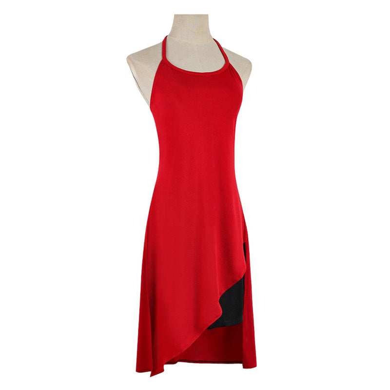 Film Resident Evil Alice Cosplay Costume Red Halter Neck Dress