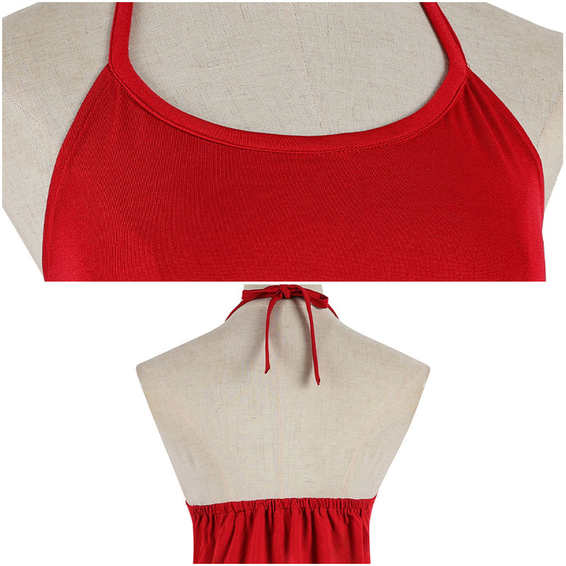 Film Resident Evil Alice Cosplay Costume Red Halter Neck Dress