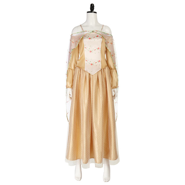 Film Star Wars Amidala Cosplay Costume Orange Dress Floral Top Cloak - AwwwCos