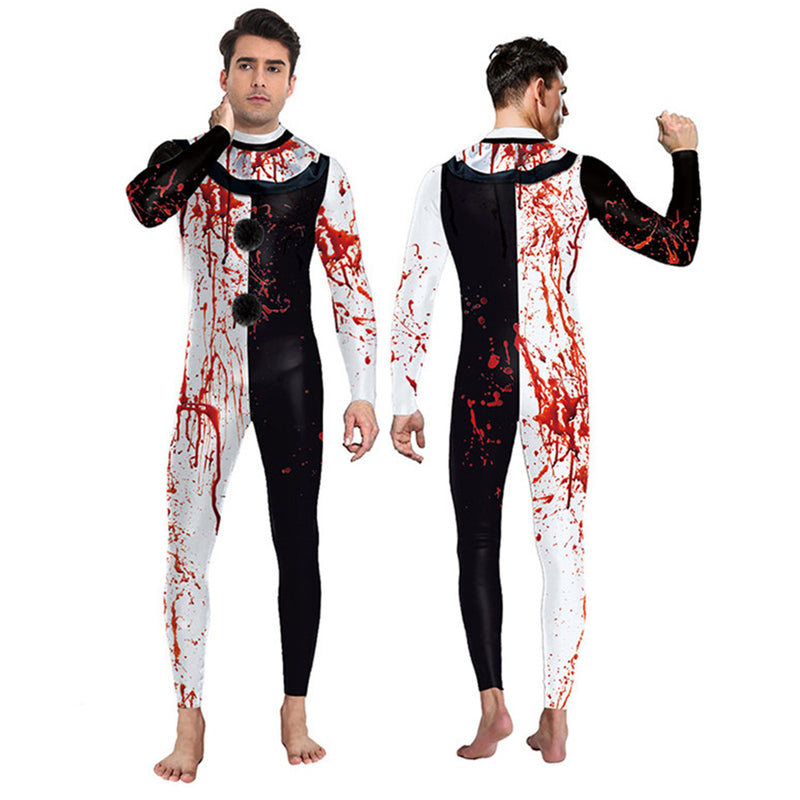 Film Terrifier Clown Cosplay Costume Christmas Elastic Printed Jumpsuit - AwwwCos