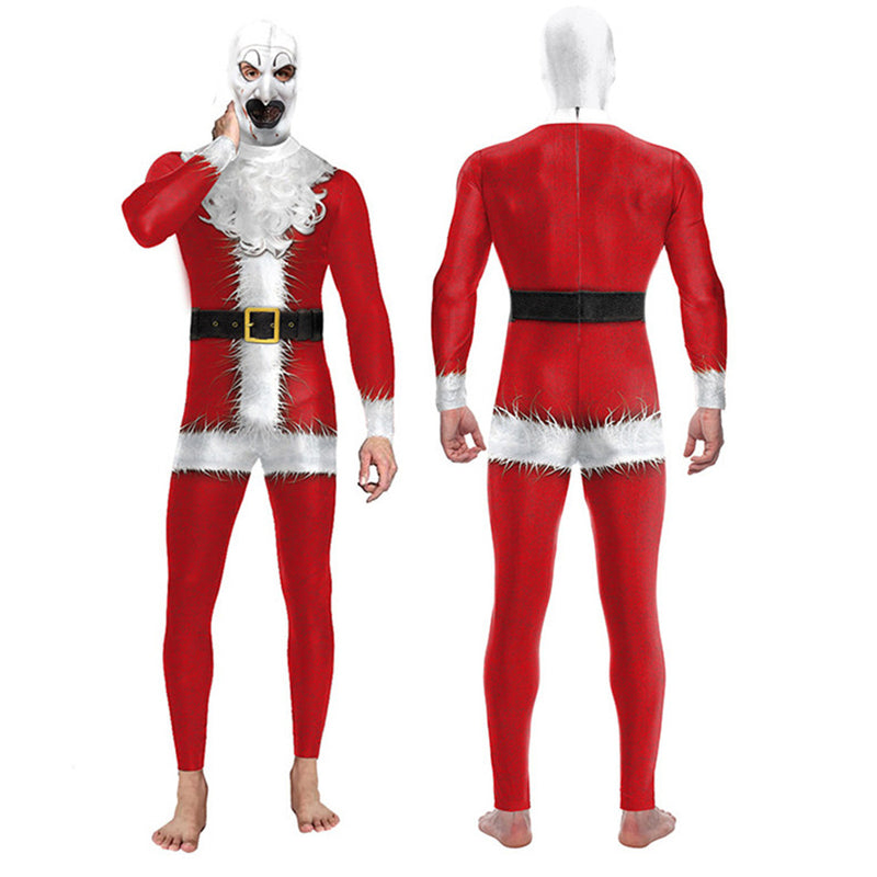 Film Terrifier Clown Cosplay Costume Christmas Elastic Printed Jumpsuit - AwwwCos