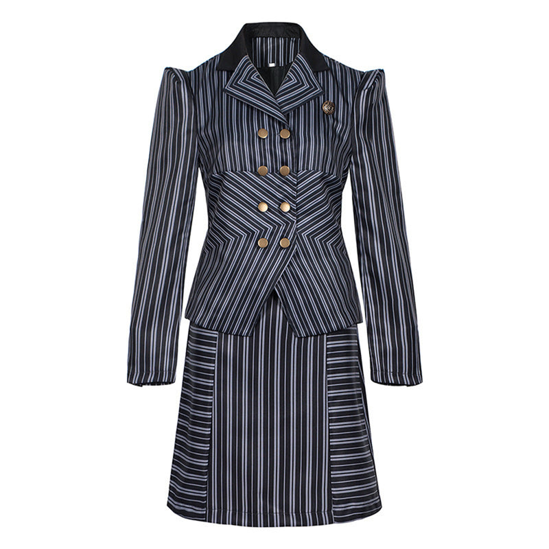 Film Wicked Elphaba Cosplay Costume Black White Striped Uniform Skirt