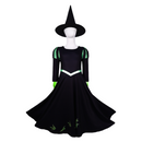 Film Wicked Elphaba Witch Cosplay Costume Black Dress Gloves Hat - AwwwCos